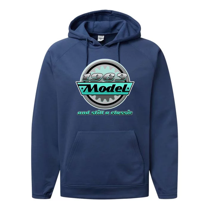 Vintage Car Gear 1963 Model And Still A Classic 60th Birthday Performance Fleece Hoodie