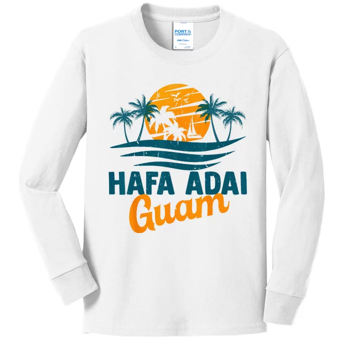 Vintage Chamorro Guamanian Hafa Adai Guam Vacation Retro Kids Long Sleeve Shirt