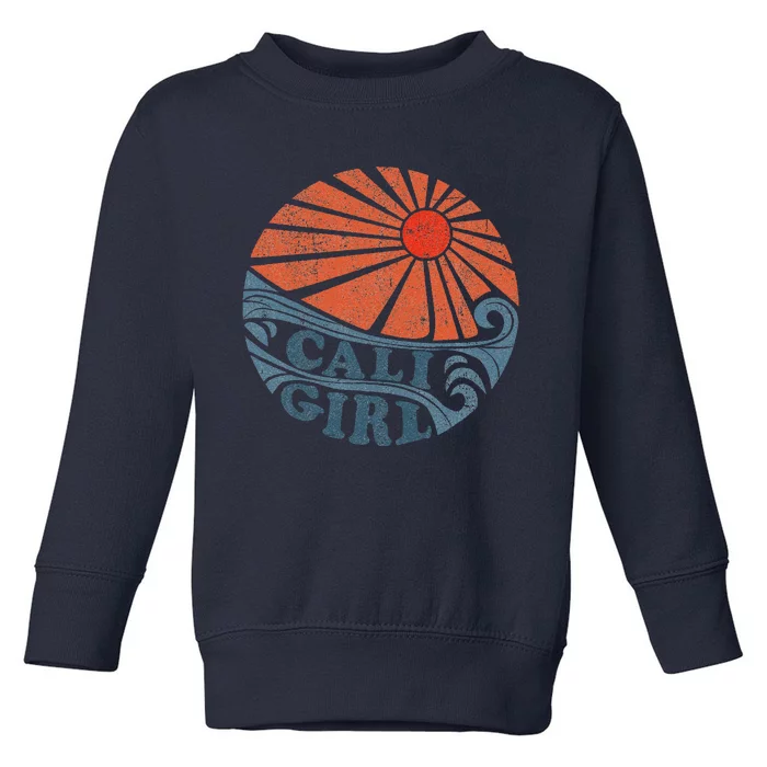 Vintage Cali Girl Retro Beach California Vacation Women Toddler Sweatshirt