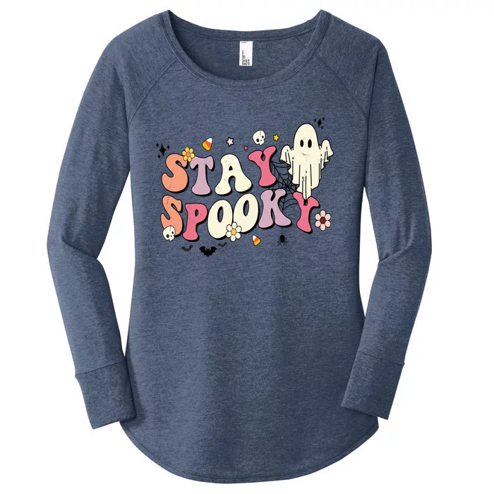 Vintage Cute Ghost Halloween Gift Retro Stay Spooky Party Gift Women's Perfect Tri Tunic Long Sleeve Shirt