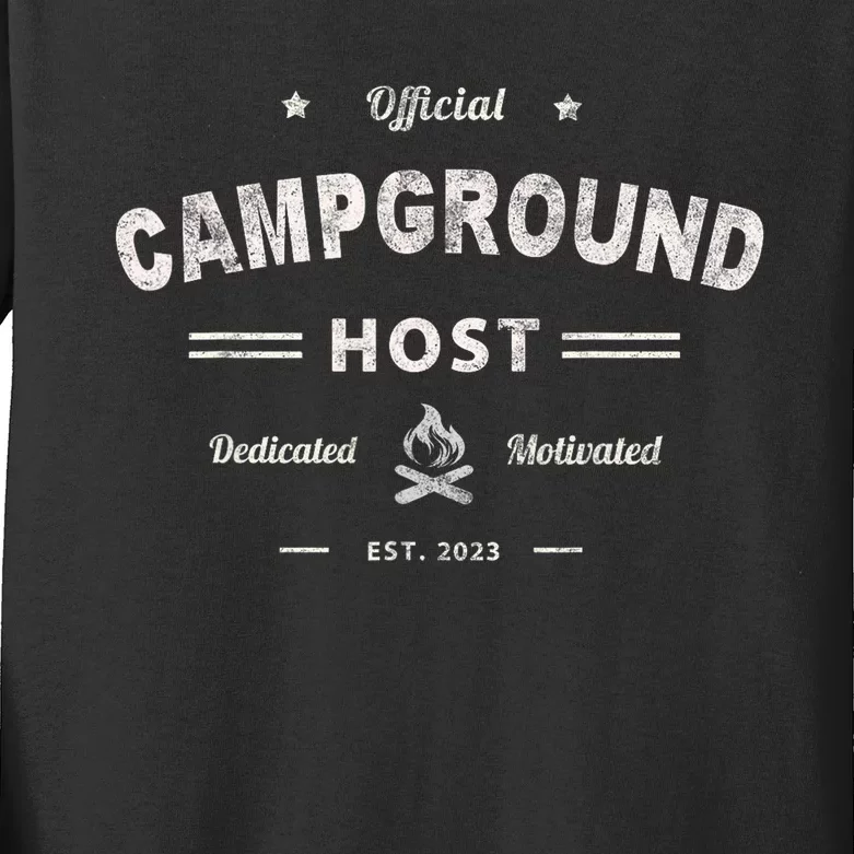 Vintage CAMPGROUND HOST Squad Summer Camp Campsite Staff Kids Long Sleeve Shirt