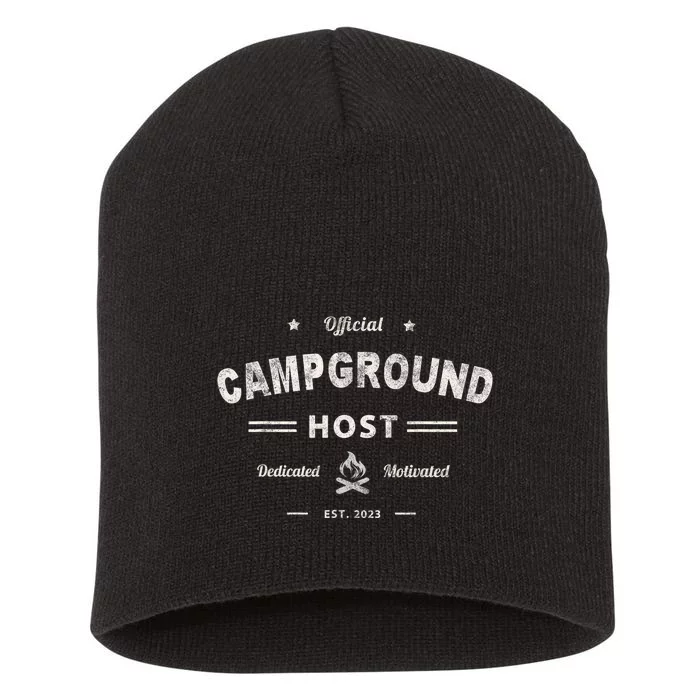 Vintage CAMPGROUND HOST Squad Summer Camp Campsite Staff Short Acrylic Beanie