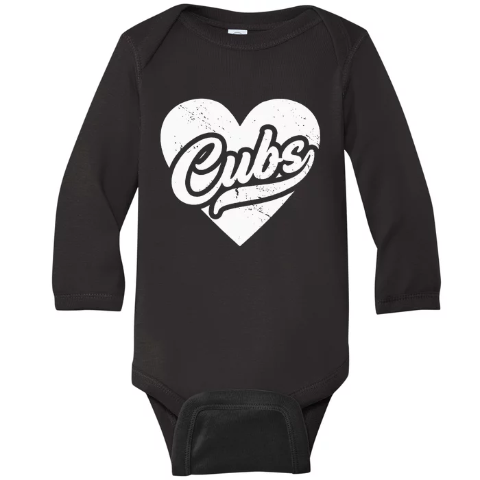 Vintage Cubs High School Spirit Go Cubs Pride Cubs Love Baby Long Sleeve Bodysuit