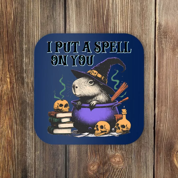 Vintage Capybara Halloween I Put Spell On You Coaster