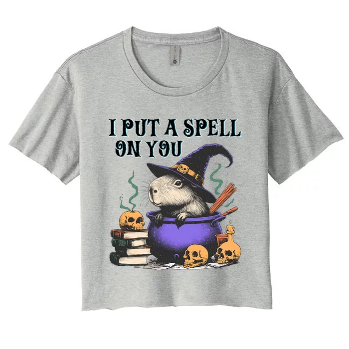 Vintage Capybara Halloween I Put Spell On You Women's Crop Top Tee