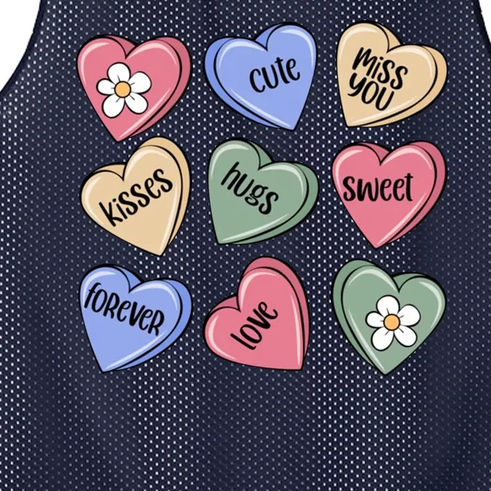 Valentine Candy Hearts Cute Gift Mesh Reversible Basketball Jersey Tank