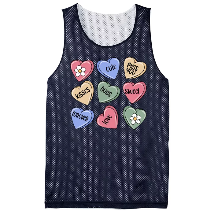 Valentine Candy Hearts Cute Gift Mesh Reversible Basketball Jersey Tank