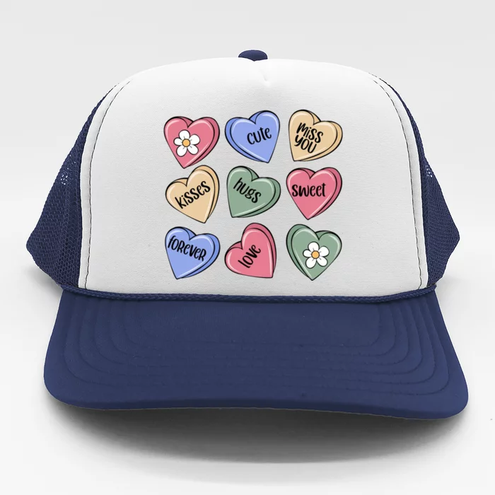 Valentine Candy Hearts Cute Gift Trucker Hat