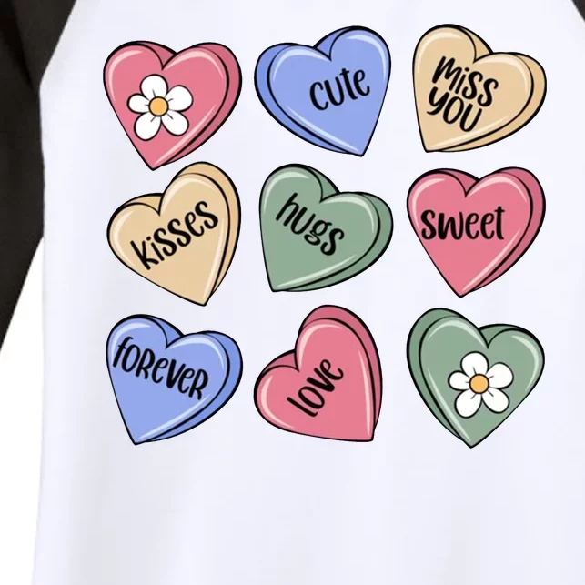 Valentine Candy Hearts Cute Gift Women's Tri-Blend 3/4-Sleeve Raglan Shirt