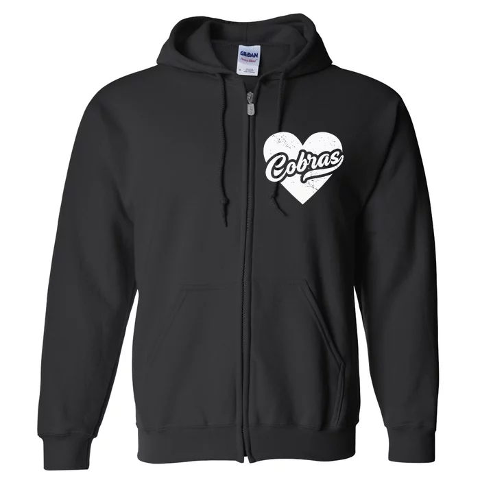 Vintage Cobras High School Spirit Go Cobras Love Full Zip Hoodie