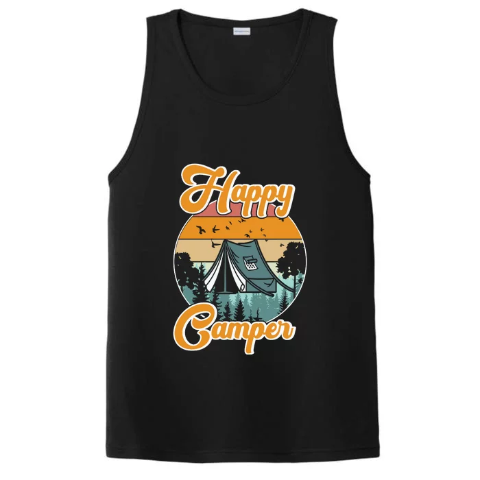 Vintage Camping Hiking Lover Happy Camper Performance Tank