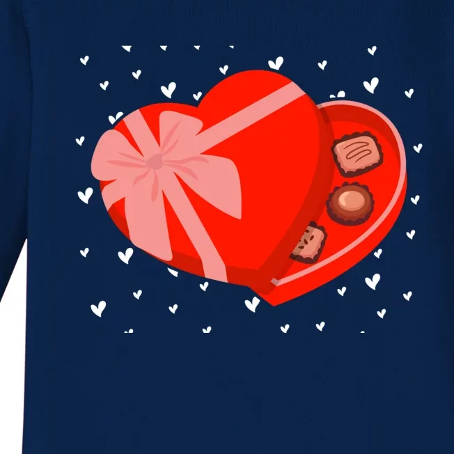 Valentines Chocolate Heart Shape Chocolate Hearts Cocoa Gift Baby Long Sleeve Bodysuit