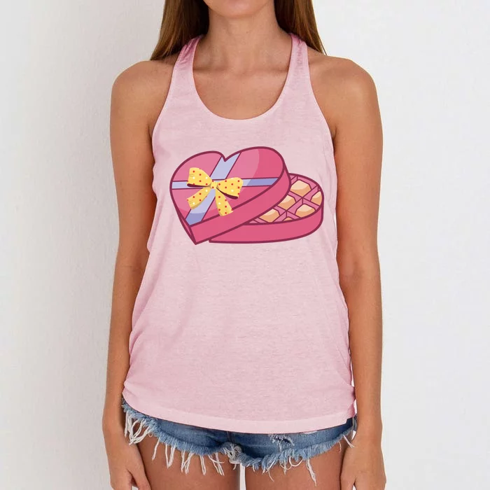 Valentines Chocolate Heart Shape Chocolate Hearts Cocoa Cool Gift Women's Knotted Racerback Tank