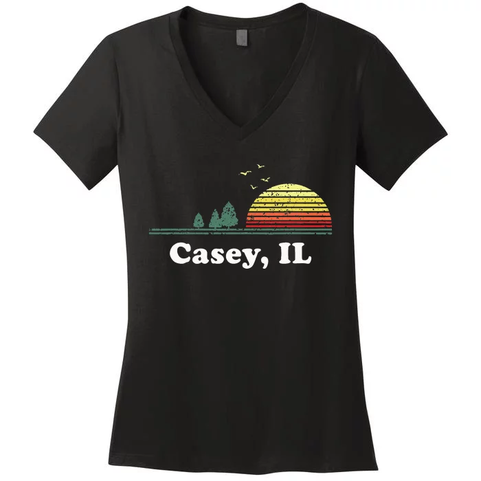 Vintage Casey Illinois Home Souvenir Women's V-Neck T-Shirt