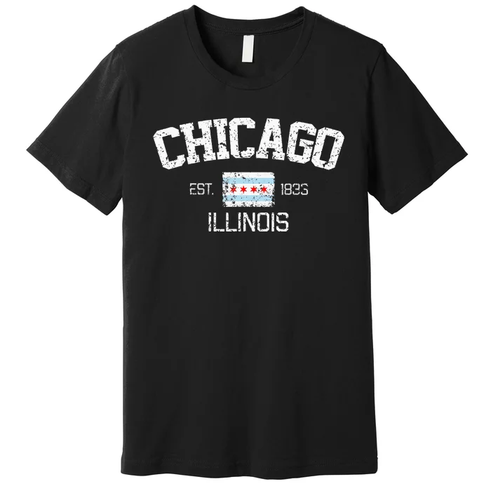 Vintage Chicago Illinois Est. 1833 Souvenir Premium T-Shirt