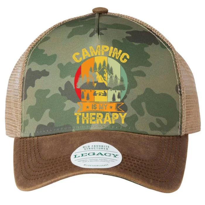 Vintage Camping Is My Therapy Gift Legacy Tie Dye Trucker Hat