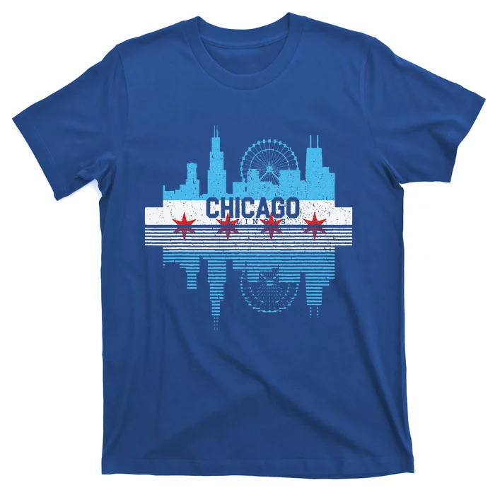 Vintage Chicago Illinois Flag Tees Skyline T-Shirt