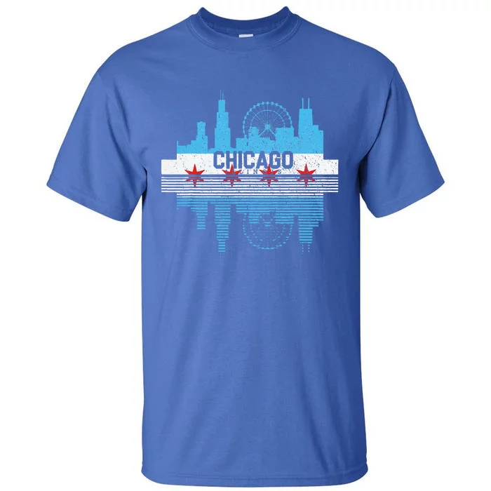 Vintage Chicago Illinois Flag Tees Skyline Tall T-Shirt