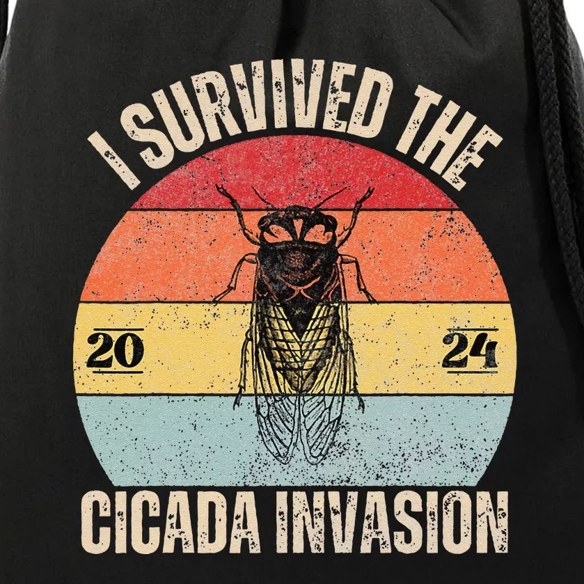 Vintage Cicada Invasion 2024 Drawstring Bag