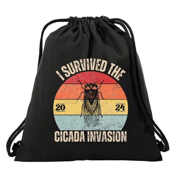 Vintage Cicada Invasion 2024 Drawstring Bag