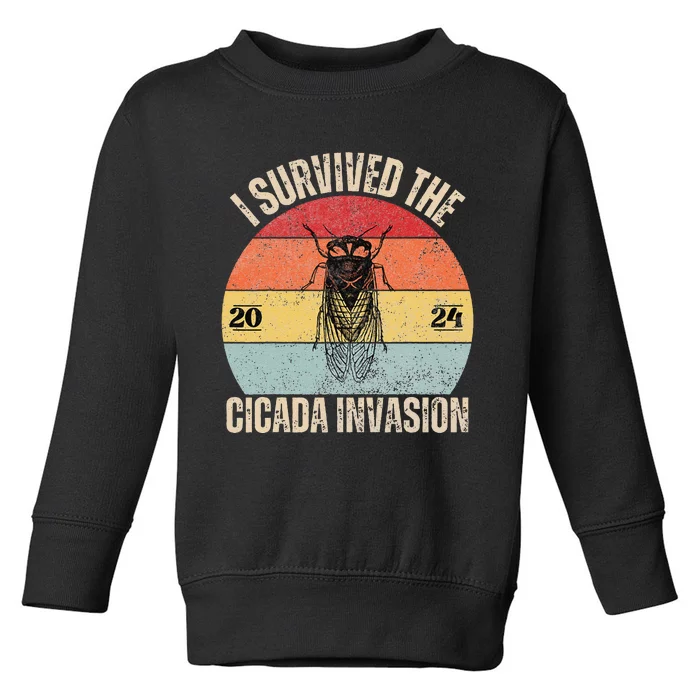 Vintage Cicada Invasion 2024 Toddler Sweatshirt