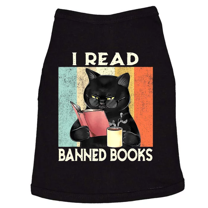 Vintage Cat I Read Banned Books Funny Doggie Tank