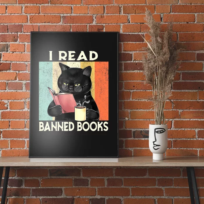 Vintage Cat I Read Banned Books Funny Poster