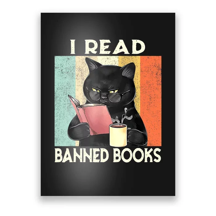 Vintage Cat I Read Banned Books Funny Poster