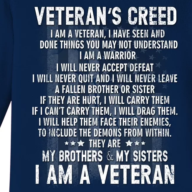 Veteran's Creed I'm A Veteran Baby Long Sleeve Bodysuit