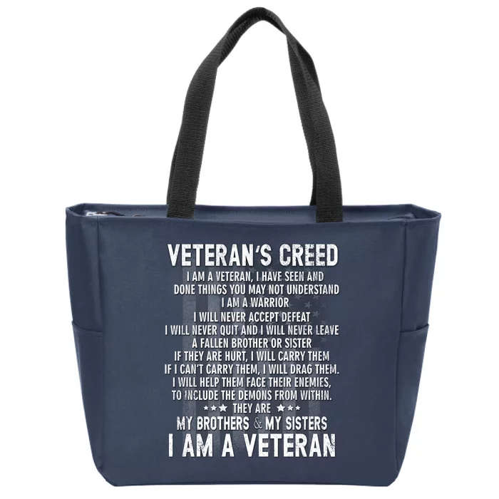 Veteran's Creed I'm A Veteran Zip Tote Bag