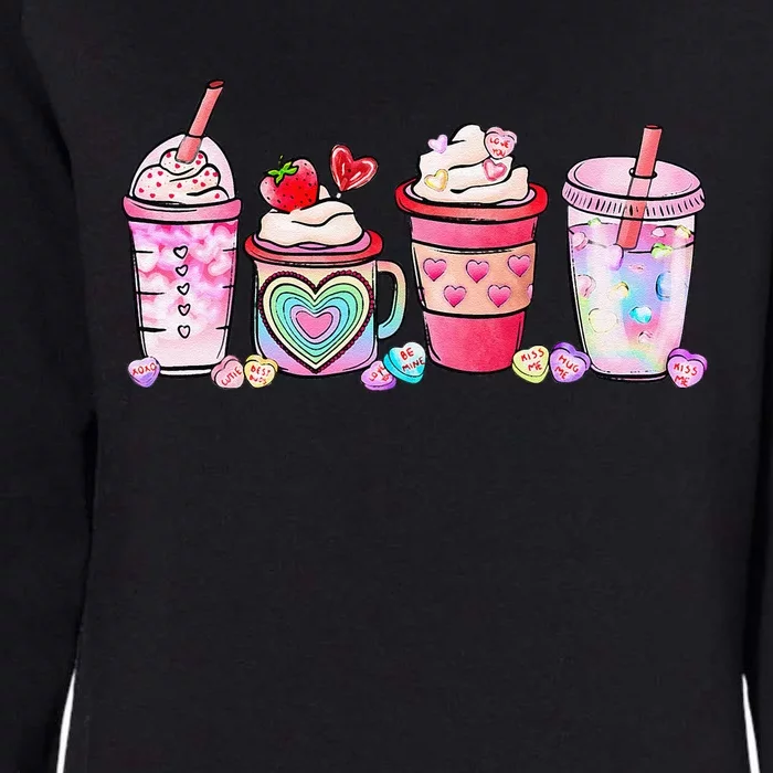 Valentine Coffee Iced Coffee Lover Latte Matching Womens California Wash Sweatshirt