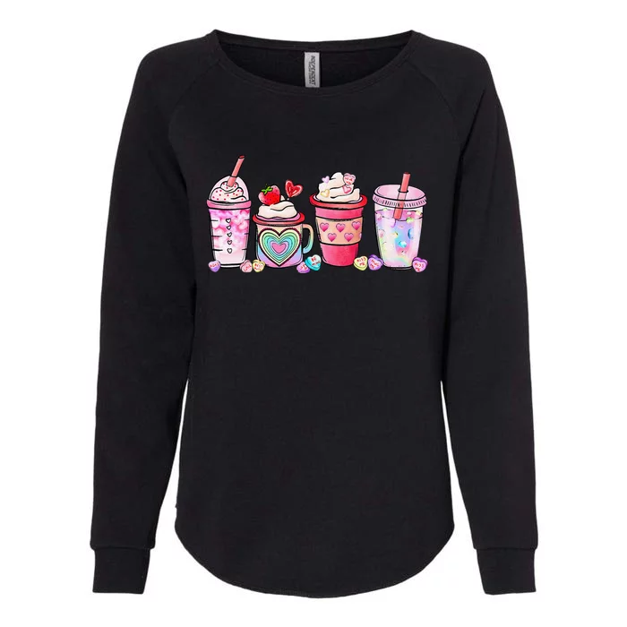 Valentine Coffee Iced Coffee Lover Latte Matching Womens California Wash Sweatshirt