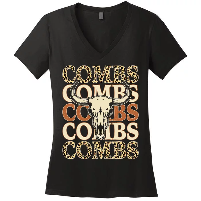 Vintage Comb I Love Comb Personalized Skull Women's V-Neck T-Shirt