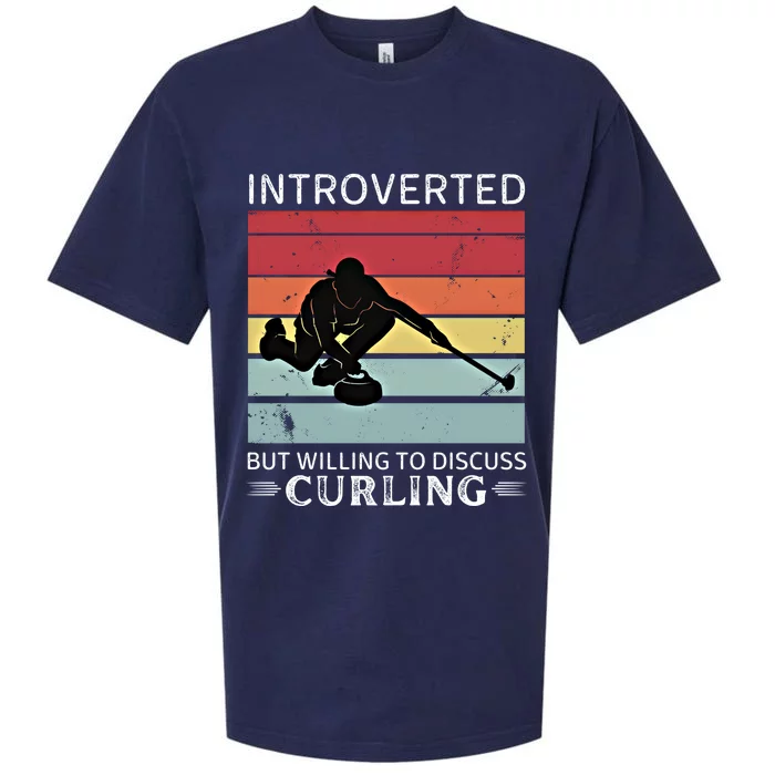 Vintage Curling Introverted But Willing To Discuss Curling Meaningful Gift Sueded Cloud Jersey T-Shirt