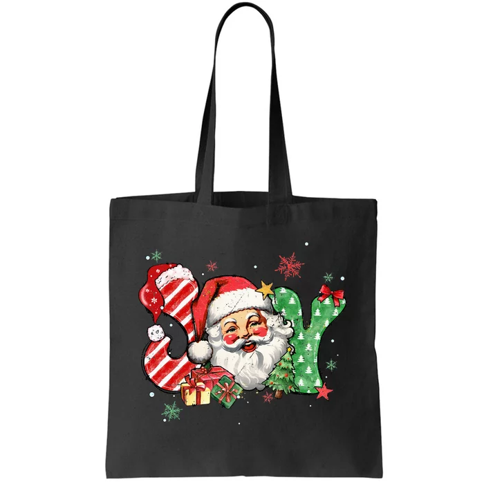 Vintage Christmas Joy Funny Santa Claus Face Xmas Santa Hat Tote Bag