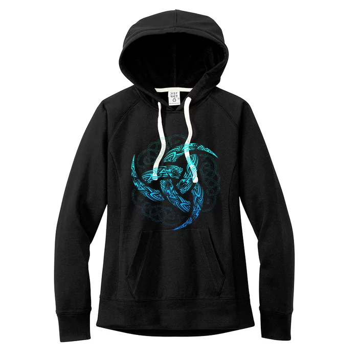 Viking Celtic Knotwork Triple Horn Of Odin Women's Fleece Hoodie