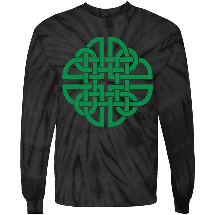 Vintage Celtic Knot Shield St. Patrick's Day Tie-Dye Long Sleeve Shirt