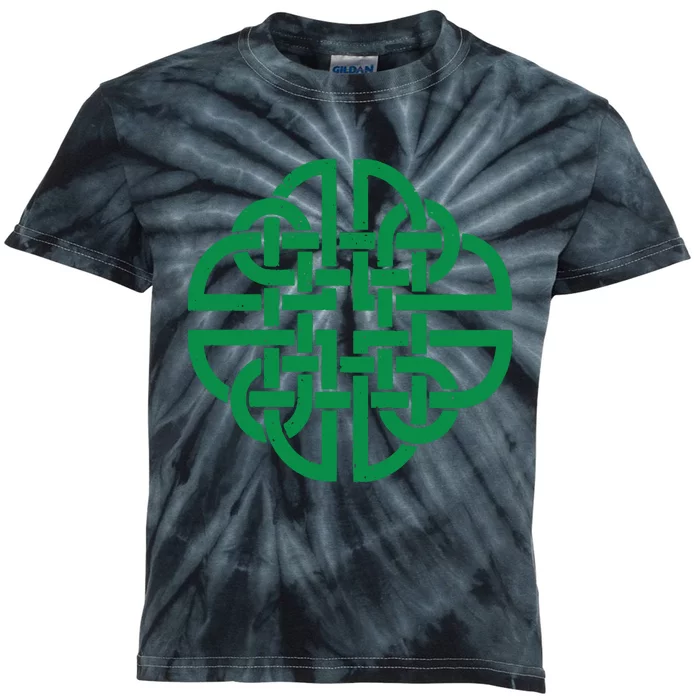 Vintage Celtic Knot Shield St. Patrick's Day Kids Tie-Dye T-Shirt