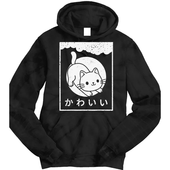 Vintage Cat Kawaii Cat Anime Lovers Japanese Art Tie Dye Hoodie