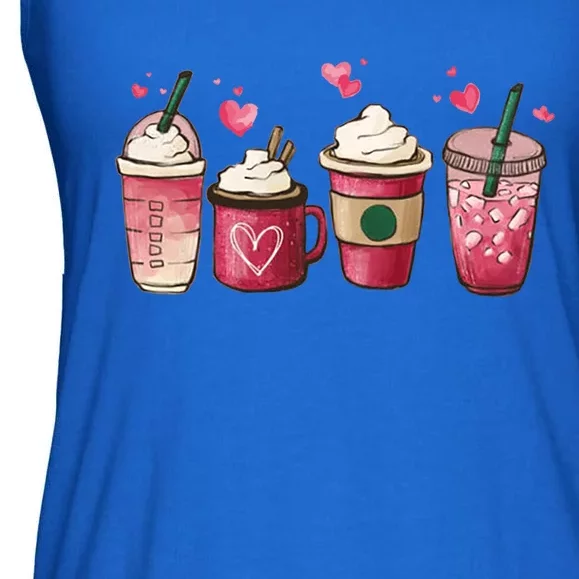 Valentine Coffee Lover Heart Valentines Day Funny Gift Great Gift Ladies Essential Flowy Tank