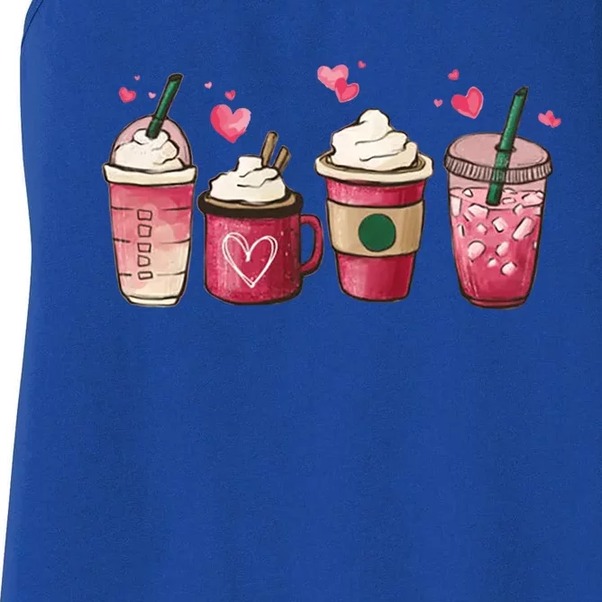 Valentine Coffee Lover Heart Valentines Day Funny Gift Great Gift Women's Racerback Tank