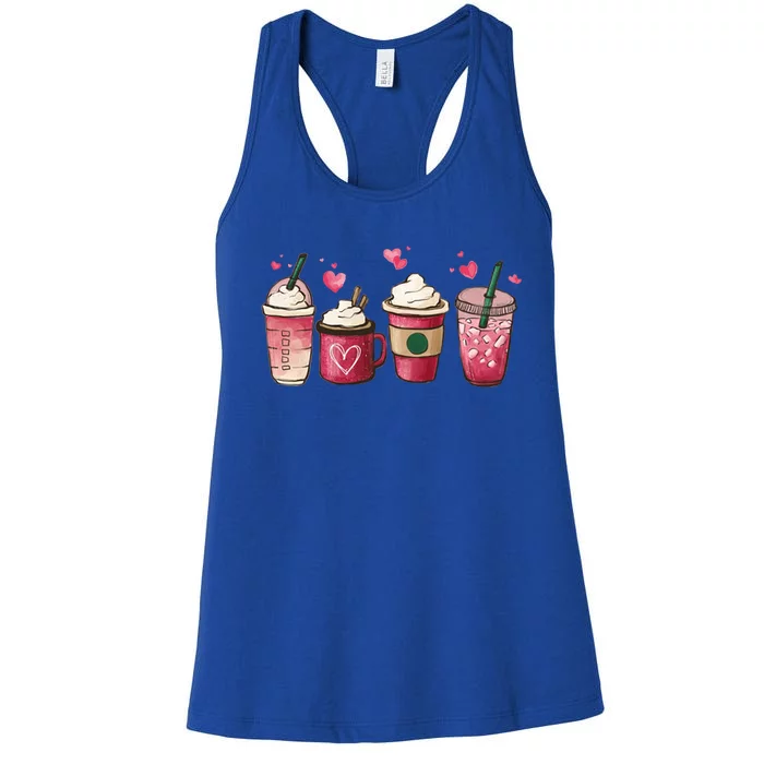 Valentine Coffee Lover Heart Valentines Day Funny Gift Great Gift Women's Racerback Tank