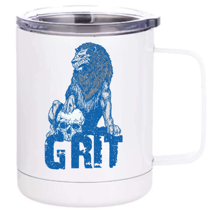 Vintage Christian Lover Quote Grit Lion Funny Retro Animal Front & Back 12oz Stainless Steel Tumbler Cup