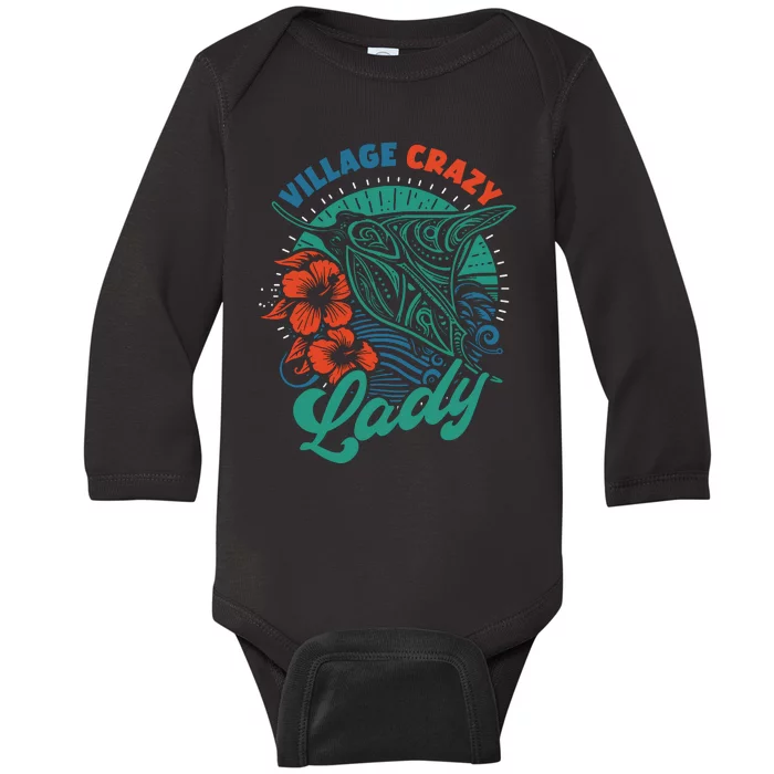 Village Crazy Lady Gramma Tala Baby Long Sleeve Bodysuit