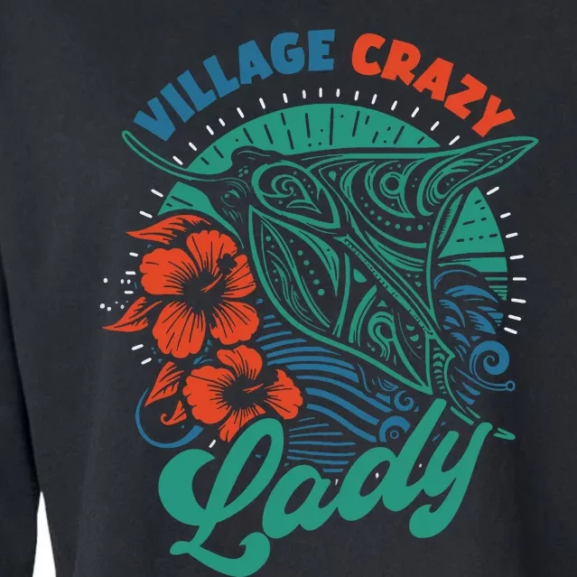 Village Crazy Lady Gramma Tala Cropped Pullover Crew