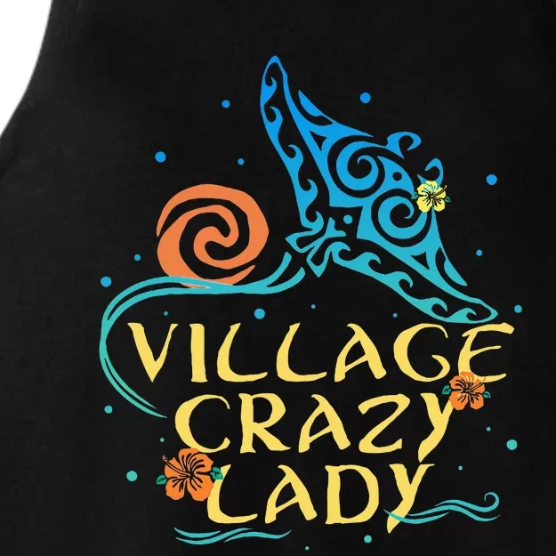 Village Crazy Lady Funny Tiki Hawaiian For Polynesian Ladies Tri-Blend Wicking Tank