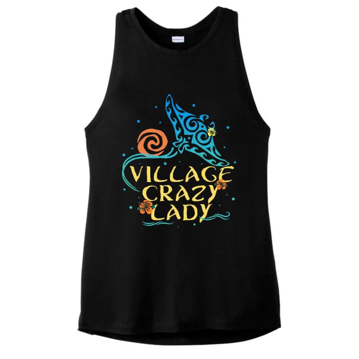 Village Crazy Lady Funny Tiki Hawaiian For Polynesian Ladies Tri-Blend Wicking Tank