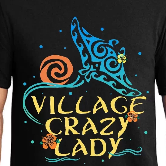 Village Crazy Lady Funny Tiki Hawaiian For Polynesian Pajama Set