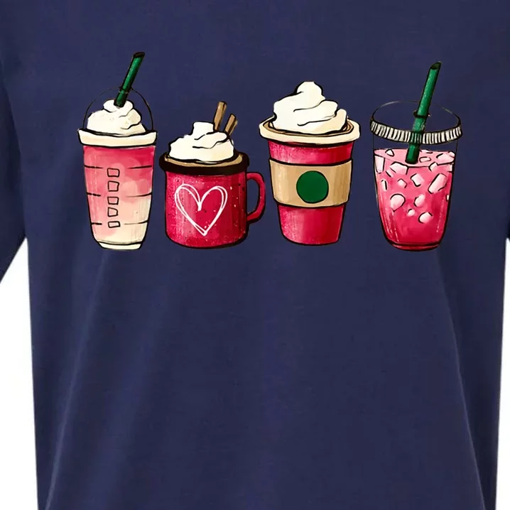 Valentine Coffee Lover Heart Latte Iced Coffee Valentine Day Sueded Cloud Jersey T-Shirt