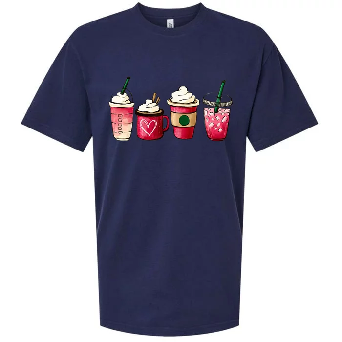 Valentine Coffee Lover Heart Latte Iced Coffee Valentine Day Sueded Cloud Jersey T-Shirt